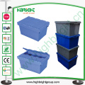 Stackable Plastic Turnover Box with Hinged Lids